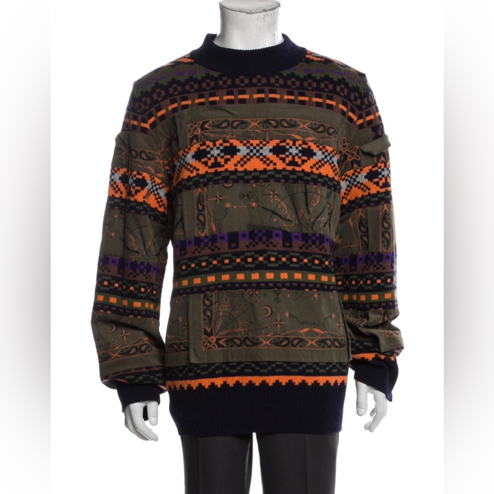 SACAI X DR. WOO BANDANA KNIT PULLOVER (Designer size 4) American (XL) - Picture 2 of 7
